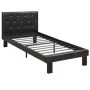 Benjara Black Faux Leather Upholstered Full Size Bed with Tufted Headboard - Image 1
