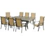Hanover Brigantine 9-pc Aluminum Outdoor Dining Set with an XL Cast-Top Table and 8-Slingback Dining Chairs - Image 1