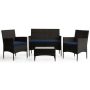 Brookside Iris Brown 4-Piece Rattan Outdoor Conversation Seating Set and Patio Table w/ Navy Cushions - Image 1