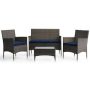 Brookside Iris Gray 4-Piece Rattan Outdoor Conversation Seating Set and Patio Table with Navy Cushions - Image 1