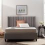 Brookside Adele Gray Stone Upholstered King Platform Bed Frame w/ a Vertical Channel Tufted Wingback Headboard - Image 1