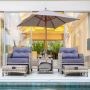 5-Pieces Wicker Patio Furniture Set Outdoor Patio Chairs with Ottomans, Purple Cushions - Image 1