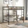 Qualfurn Black Full Size Space Saving Design Loft Bed w/ Desk and Shelf - Image 1