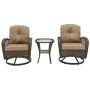 3-Piece Brown Wicker Outdoor Bistro Set with Khaki Cushions - Image 1