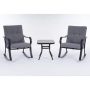 3-Pieces Metal Outdoor Bistro Rocking Conversation Sets with Coffee Table and Gray Cushions - Image 1