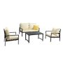 4-Pieces Aluminum Outdoor Sofa Sectional Set with Beige Cushions - Image 1