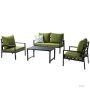 4-Pieces Aluminum Outdoor Sofa Sectional Set with Green Cushions - Image 1