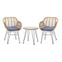 3 Piece Metal Rattan Patio Outdoor Bistro Set with Navy Cushion - Image 1