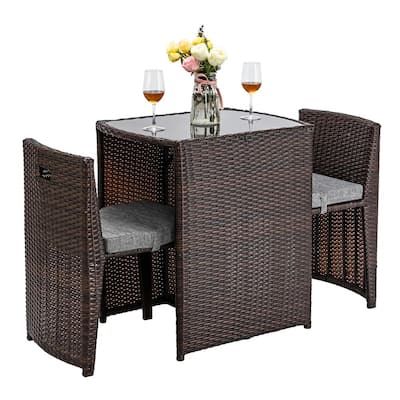 Black-Frame-3-Piece-Wicker-Outdoor-Dining-Set-w-Gray-Cushions