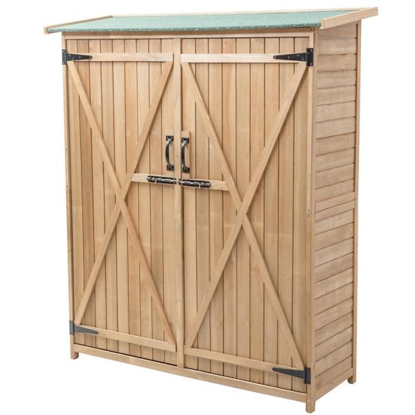Boyel-Living-64--Wooden-Storage-Shed-Outdoor-Garden-Fir-Wood-Cabinet