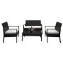 Brown 4-Piece Wicker Patio Conversation Set w/ White Cushions - 609000000000 - Image 1