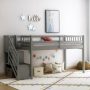 Seafuloy 90.6 in. W Gray MDF and Pine Wood Twin Size Floor Loft Bed with Ladder and Storage - Image 1