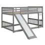 Seafuloy 79.7in.Lx57.2in.W Gray Pine Full Size Bunkbed with Slide - Image 1