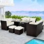 7-Piece Wicker Sectional Sets Patio Furniture Sets Outdoor Dining Sectional Sofa Couch with Beige Cushions - Image 1