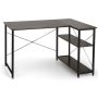 48 in. Brown Wood Reversible L Shaped Computer Desk Home Office Table Adjustable Shelf - Image 1