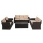 Boyel Living 5-Piece Wicker Outdoor Patio Conversation Furniture Set in Beige - Image 1