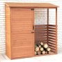 Leisure Season 69-inch W x 29-inch D x 72-inch H Medium Brown Cypress Combination Firewood and Storage Shed - Image 1