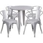 Carnegy Avenue 5-pc Metal Round Outdoor Bistro Set in Silver - Image 1