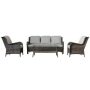 Clihome 4-pc Wicker Patio Conversation Set with Gray Cushions - Image 1