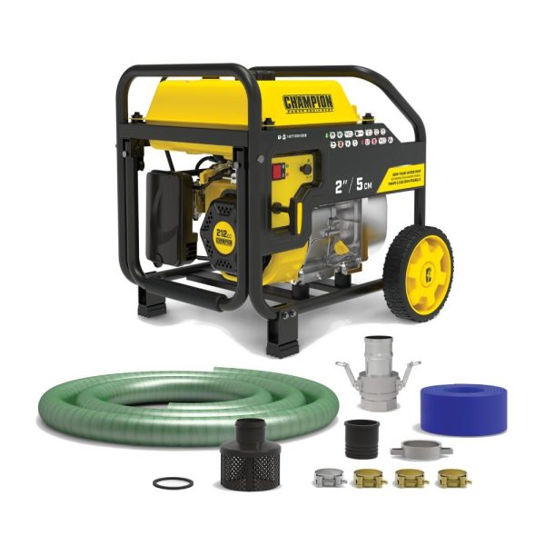 CHAMPION-POWER-EQUIPMENT-2-inch-Gas-Powered-Semi-Trash-Water-Transfer-Pump-w-Hose-and-Wheel-Kit