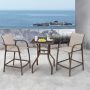 Crestlive Products 3-pc Aluminum Square Outdoor Bistro Set in Beige - Image 1