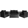 4-Piece Wicker Patio Conversation Set w/ Black Cushions - Image 1