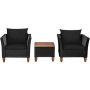 3-Piece Wicker Patio Conversation Set w/ Black Cushions - Image 1