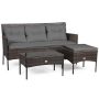3-Piece Wicker Outdoor Sectional Set w/ 5 Gray Seat and Back Cushions - Image 1