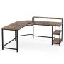 Tribesigns Lantz 55 in. L-Shaped Desk Vintage Brown Wood, Corner Computer Desk with Hutch and Storage Shelves - Image 1