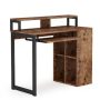 Cassey 42.5 in. Rustic Brown Wood Computer Desk with Push-Pull Keyboard Tray & 4-Cube Shelves - Image 1