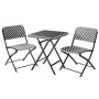 SERGA 3-Piece Outdoor Wicker Patio Folding Bistro Set Black and White Stripe - Image 1