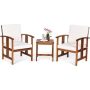 3-Piece Acacia Wood Patio Conversation Set with White Cushions Ergonomic Outdoor Furniture Sets - Image 1