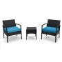 3-Piece Wicker Patio Conversation Set with Blue Cushions CYHZ012-BL-DB13 - Image 1