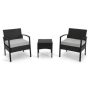 3-pc Wicker Patio Conversation Set with Tan Cushions - Image 1