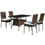 Costway 5-Piece Wicker Rectangular 29 in. Outdoor Dining Set Glass Table High Back Chair w/ White Cushion - Image 1