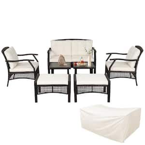Costway-7-Pieces-Wicker-Patio-Conversation-Set-Sofas-Loveseat-Yard-with-Waterproof-Cover-and-White-Cushions