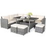 Costway 7-pcs Wicker Patio Conversation Sectional Seating Set with CushionGuard White Cushions - Image 1
