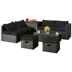 Costway-8-Piece-Wicker-Patio-Conversation-Set-Storage-Table-Ottoman-with-Black-Cushions