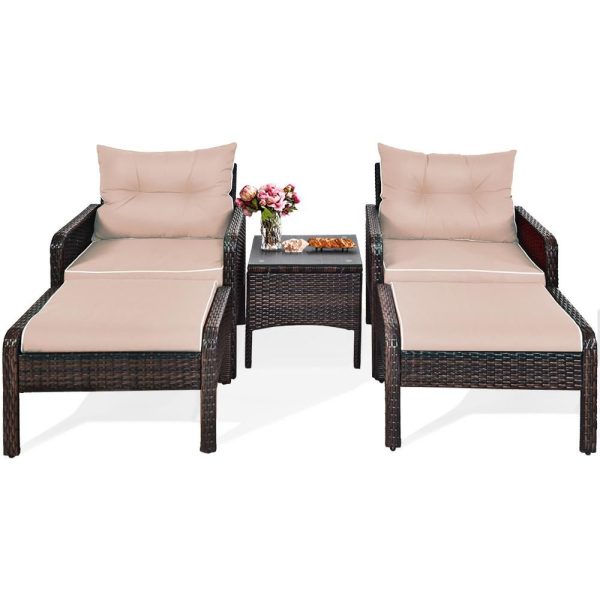 Costway-Brown-5-pc-Rattan-Wicker-Patio-Conversation-Ottoman-Sofa-Coffee-Table-Set-w-Yellowish-Cushion