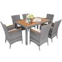 Costway - Dining Tables 94in Wood Arm Stacking Chair Deuba Gray Wicker - Image 1