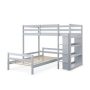 Costway Grey Twin Over Twin Loft Bunk Bed Wood w/Bookcase Guardrail Ladder Kids Bedroom - Image 1