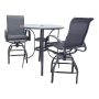 Courtyard Casual Santa Fe Dark Gray 3-Piece Aluminum Balcony Height 36 in. Round Outdoor Dining Set with 1 Table and 2 Swivel Stools - Image 1
