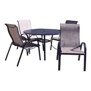 Courtyard-Casual-Santa-Fe-Java-Aluminum-Outdoor-5-Piece-Sling-Dining-Set-with-48-in-Round-Table-and-4-Sling-Chairs