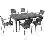 Hanover Dawson 7-pc Aluminum Outdoor Dining Set with 6-Sling Chairs and an Expandable 40 in. x 118 in. Table - Image 1
