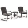 Black and Gray 3-Piece Wicker Round Outdoor Bistro Set with Gray Cushion - Image 1
