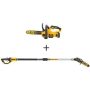 DEWALT 12-inch 20V MAX Lithium-Ion Cordless Brushless Chainsaw w/(1) 5 Ah Battery, Charger and 8-inch 20V Pole Saw (Tool Only) - Image 1