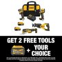 DEWALT 20V MAX Lithium-Ion Cordless Brushless Combo Kit (4-Tool) with FLEXVOLT 6Ah Battery, (2) 4Ah Batteries, Charger and Bag - Image 1
