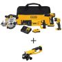 DEWALT 20-Volt MAX Lithium-Ion Cordless Combo Kit (4-Tool) w/ 20-Volt MAX Cordless 4-1/2 in. to 5 in. Grinder (Tool Only) - Image 1