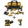 DEWALT ATOMIC 20-V Li-Ion Combo Kit(4-Tool) w/ 20V 5 inch Random Orbit Sander(Tool-Only) & 20V 3/8 inch Impact Wrench(Tool-Only) - Image 1
