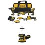 DEWALT ATOMIC 20V MAX Cordless Brushless Combo Kit (4-Tool) and 20V MAX XR Cordless Brushless 5 in. Random Orbital Sander - Image 1